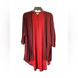 Lularoe open cardigan bat sleeve size medium. Quarter sleeve. Red and black.